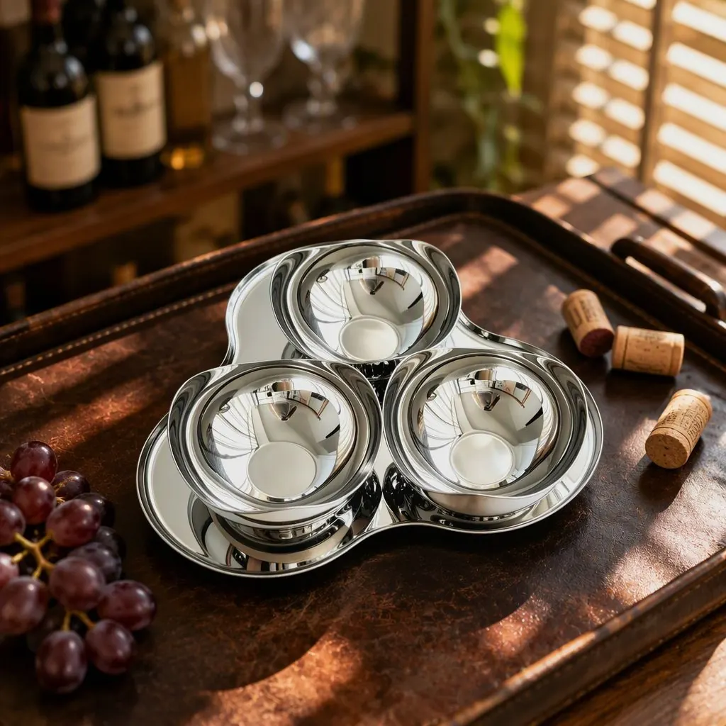 Oval Stainless Steel Fruit Bowl — Large Countertop Serving Tray