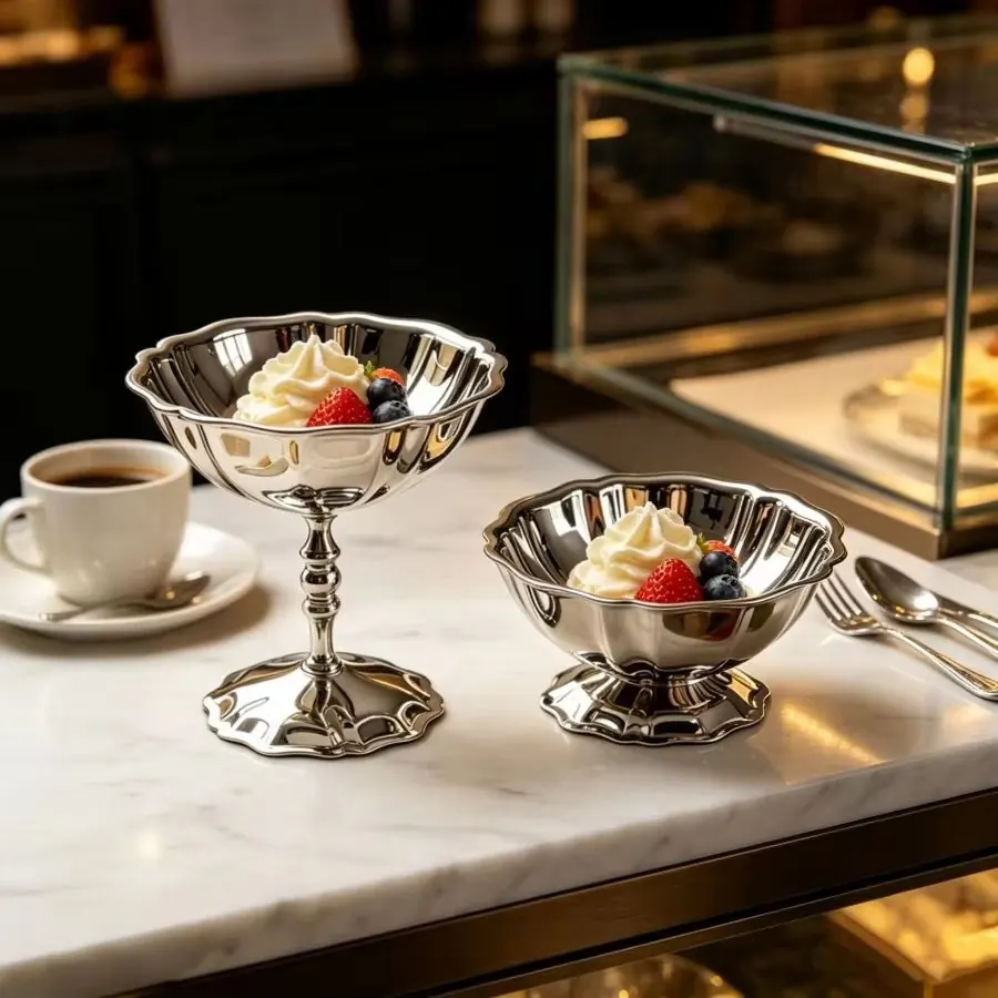 Stainless Steel Sundae Cup with Handle — Insulated Dessert Mug