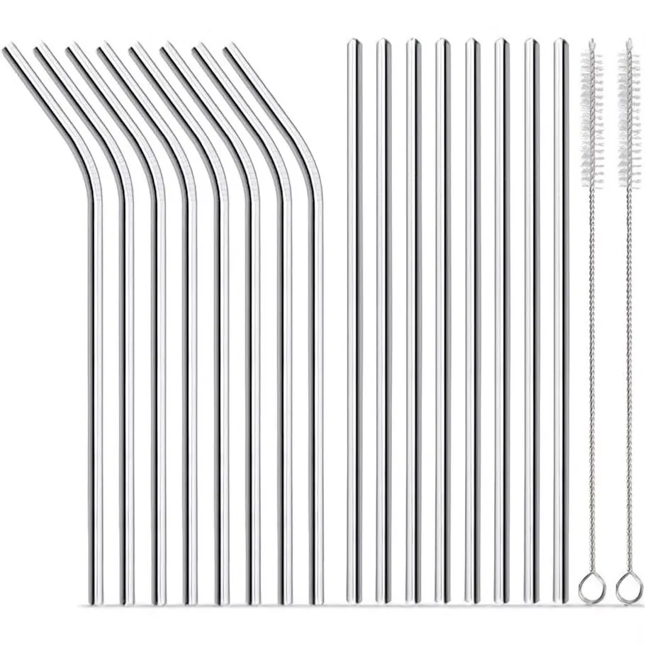 Stainless Steel Straws — reusable metal straws in matte, colored, and telescopic styles